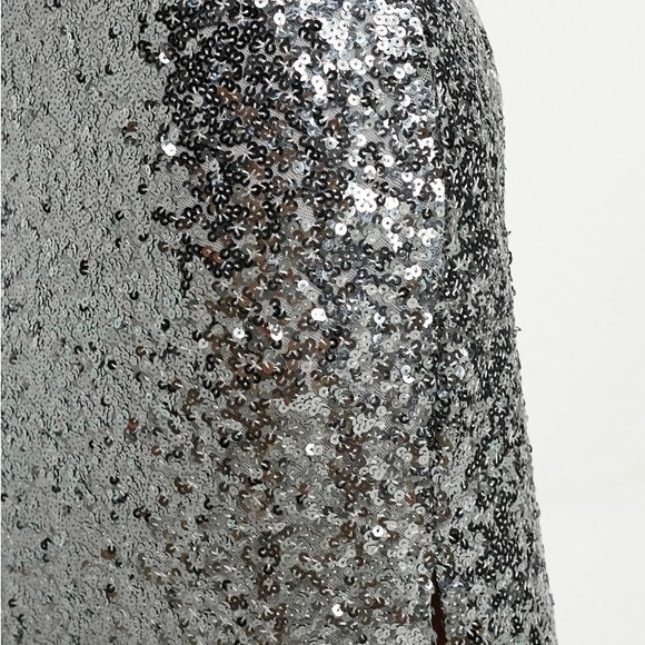 ASOS Design sequin maxi skirt with slits in dark silver - Picture 4 of 4